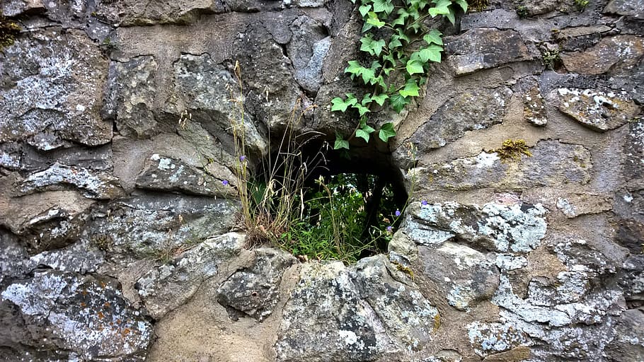 Stones, Wall, Hole, rock - object, nature, no people, day, outdoors HD wallpaper