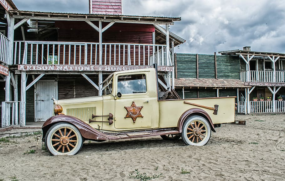 vintage brown single cab truck under blue sky, car, auto, old car, HD wallpaper