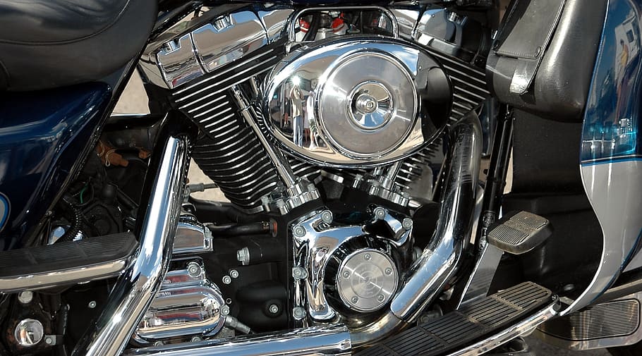 Motorcycle Engine, Motorcycle, transportation, biker, chrome