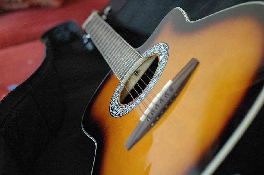 guitar, red, instruments, color, concert, electric guitar, musician HD wallpaper