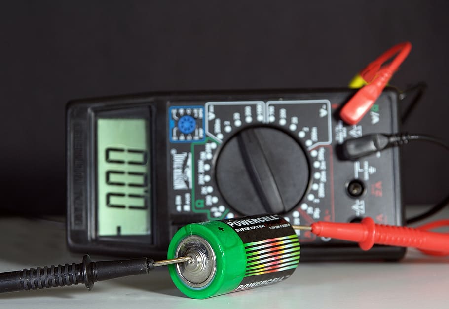 black multimeter, messgetraet, battery, empty, dehydrated, powerless HD wallpaper