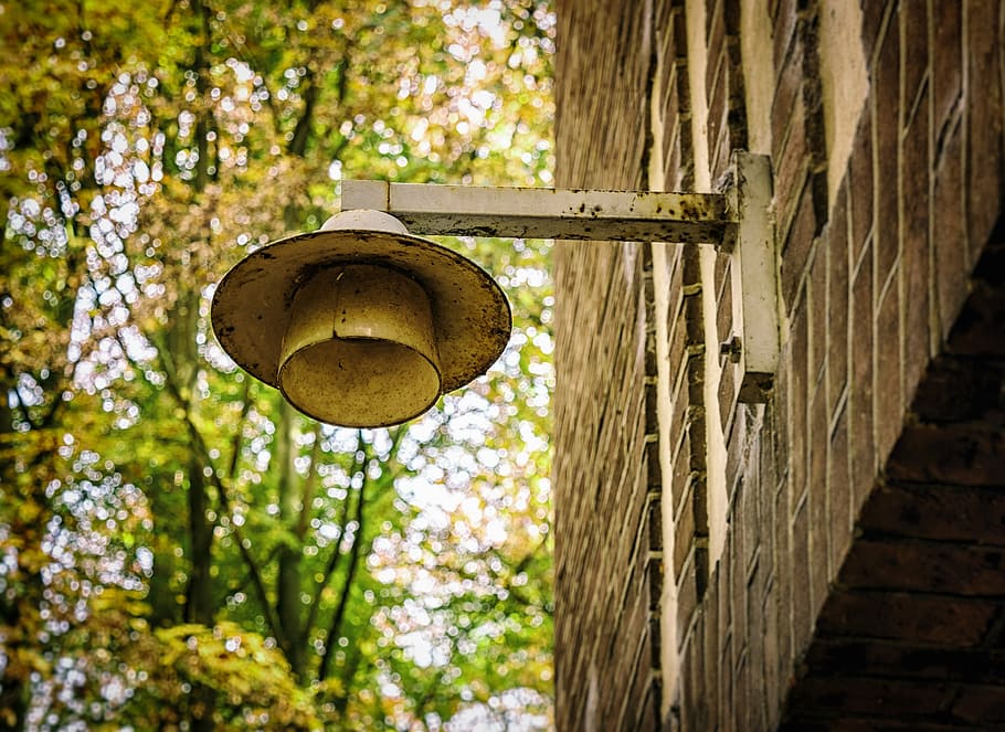 lost places, lantern, lamp, light, broken, leave, weathered HD wallpaper