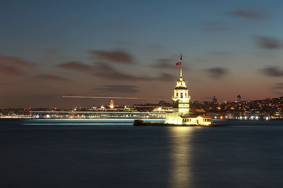Maiden's Tower, Istanbul, marine, blue, sky, peace, turkey, love