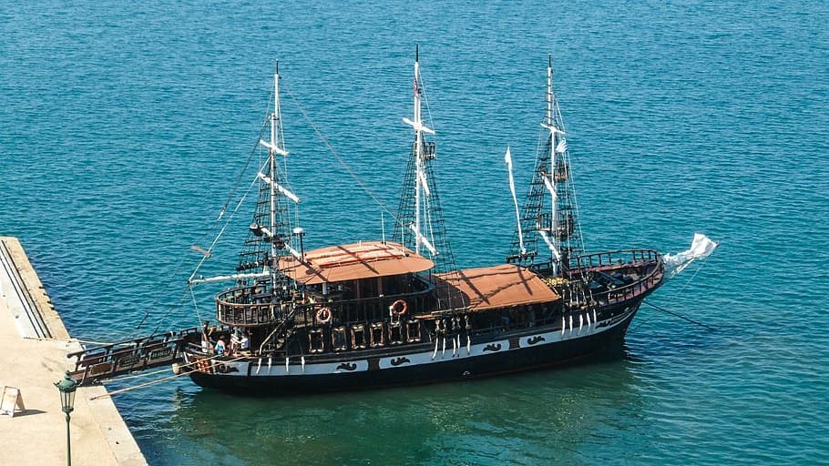 greece, thessaloniki, sailing vessel, cruises, tourism, sea, HD wallpaper
