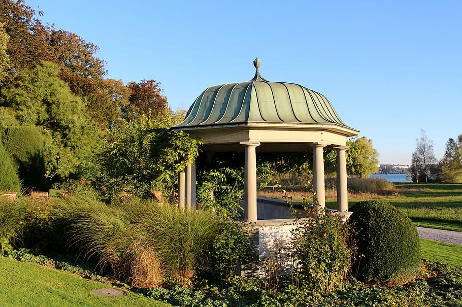 Building, Pavilion, Columnar, Roof, Dome, autumn, park, vegetation HD wallpaper