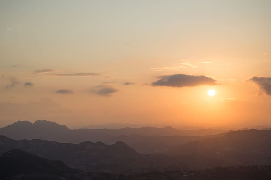 sunset, hills, orange, landscape, nature, outdoor, sunrise HD wallpaper