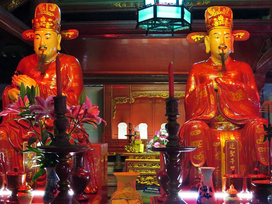 viet nam, temple, gods, religion, confucius, celebration, prayer, HD wallpaper