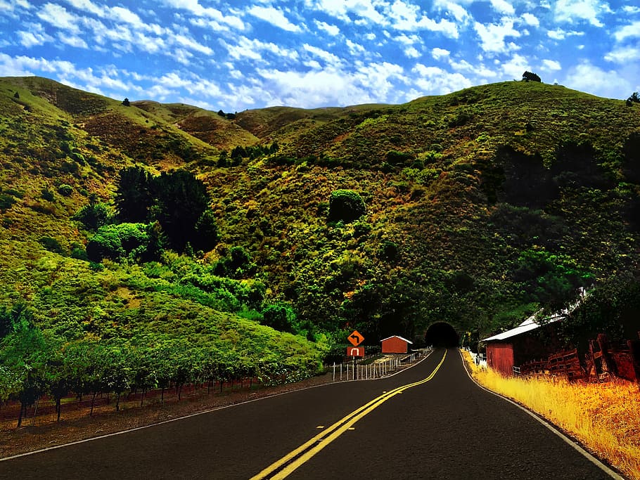 Landscape, Mountain, Field, Nature, fields, green, road, agriculture HD wallpaper