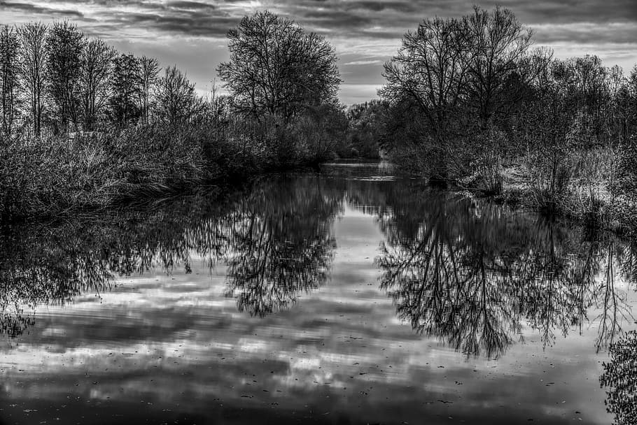water, mirroring, reflection, sky, clouds, nature, landscape HD wallpaper