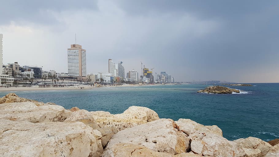 view, beach, tel aviv, summer, sea, architecture, built structure HD wallpaper