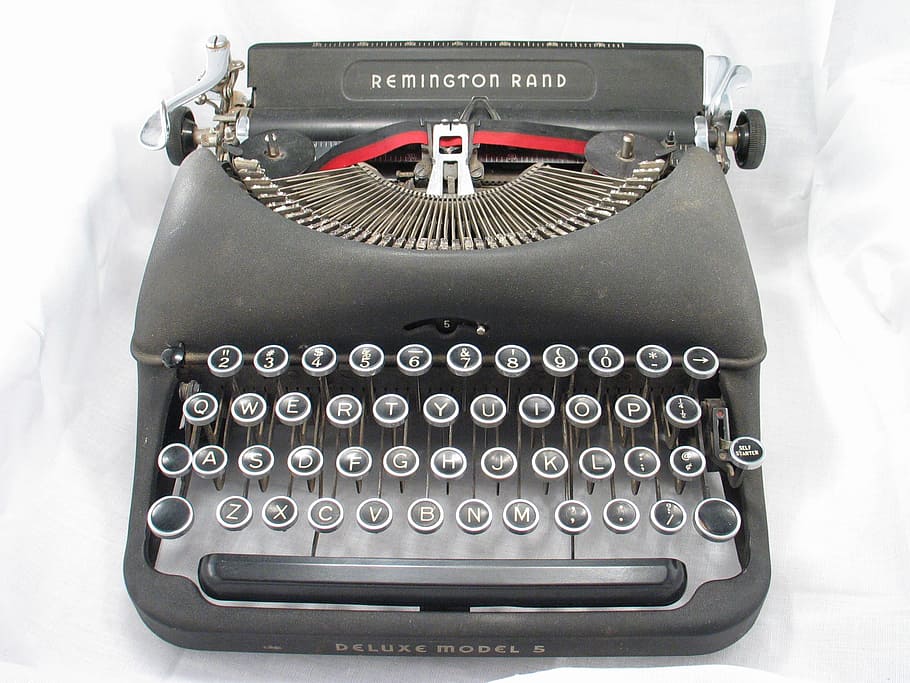 black Remington Rand typewriter, old, vintage, antique, retro