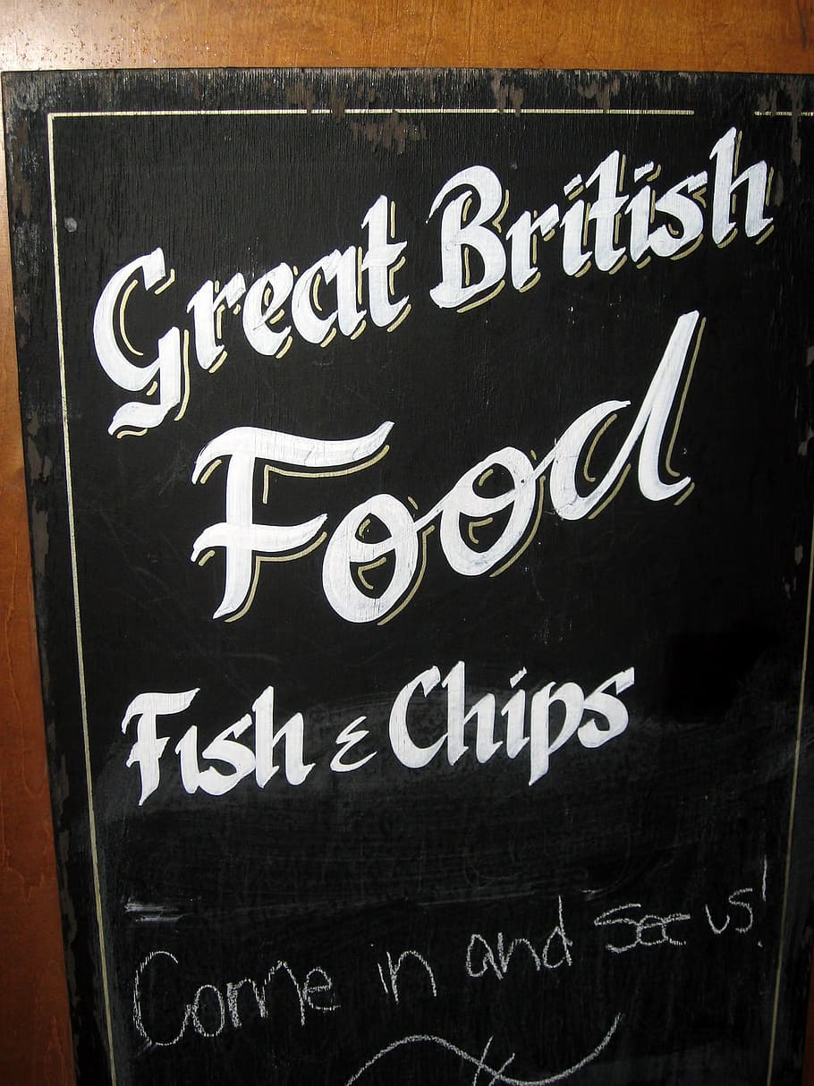 fish and chips, billboard, restaurant, pub, london, text, western script HD wallpaper