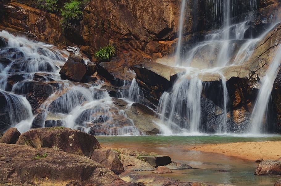 Water, Falls, Waterfall, Nature, Park, river, forest, landscape HD wallpaper