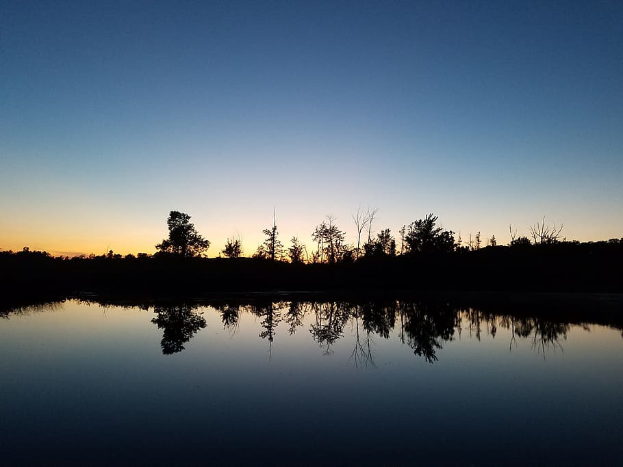 Sunset, Lake, Shadow, Landscape, Nature, evening, reflection HD wallpaper