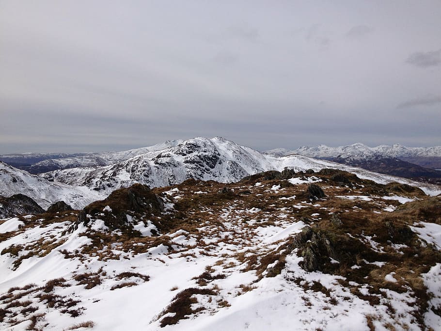 scottish mountains, scottish munro, highland, snow, winter, HD wallpaper