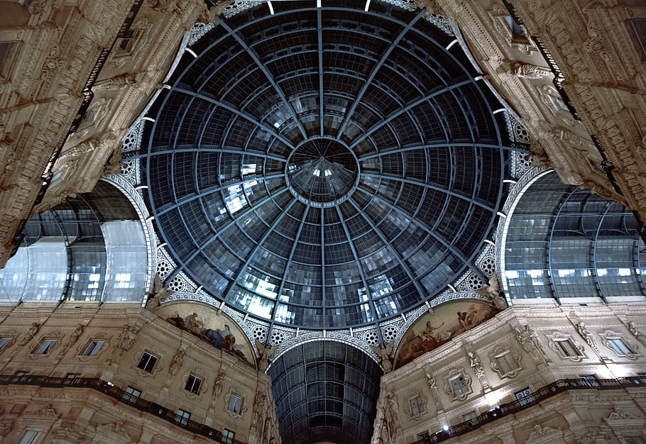 low-angle photography of brown building, gallery, vittorio emanuelle HD wallpaper