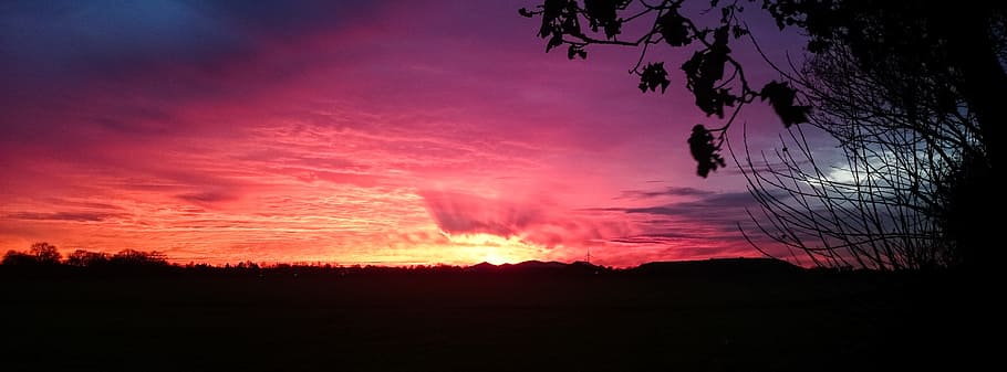 sunset, sky, abendstimmung, clouds, twilight, landscape, afterglow HD wallpaper
