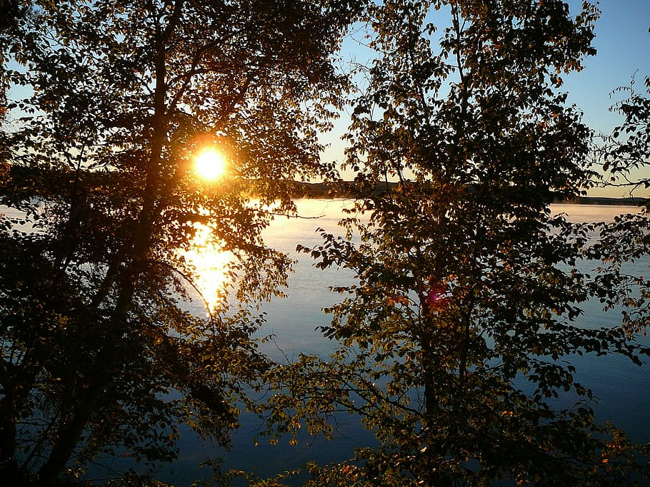 landscape, summer, holiday, sunset, twilight, water, lying sun HD wallpaper