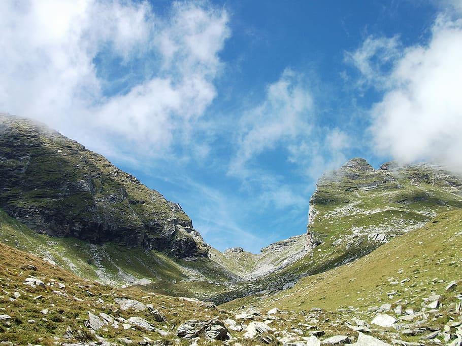 mountains, alpine, imposing, landscape, nature, sky, austria HD wallpaper