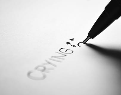 pen writing crying on the paper, text, sad, face, icon, symbol HD wallpaper