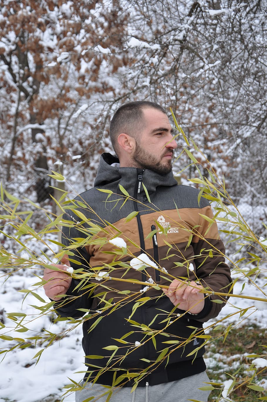 man, nature, plant, tree, one person, young adult, flower, beard HD wallpaper