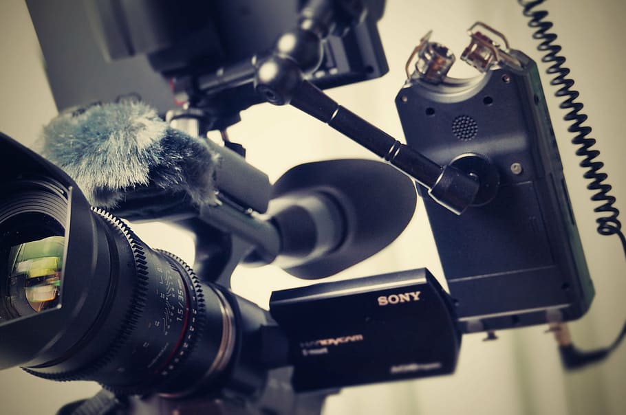 closeup photo of black Sony camera, lens, walimex, focal length