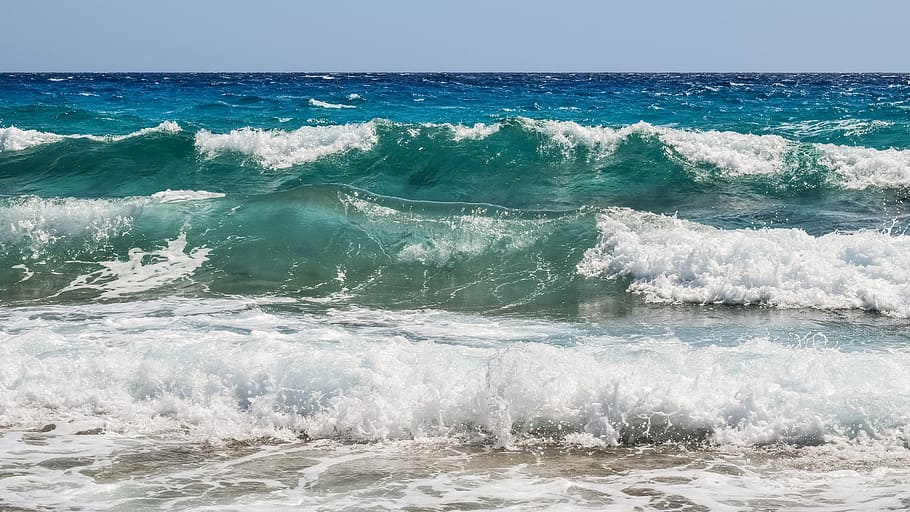 waves, smashing, foam, spray, sea, nature, wind, power, splash HD wallpaper