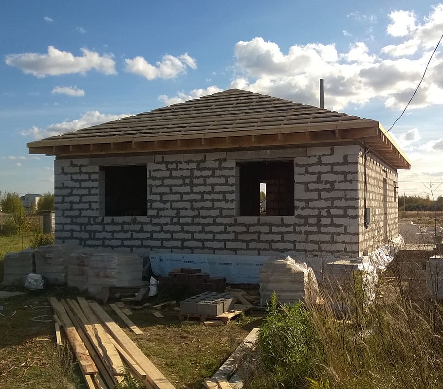 unfinished house, construction, new house, building, housing