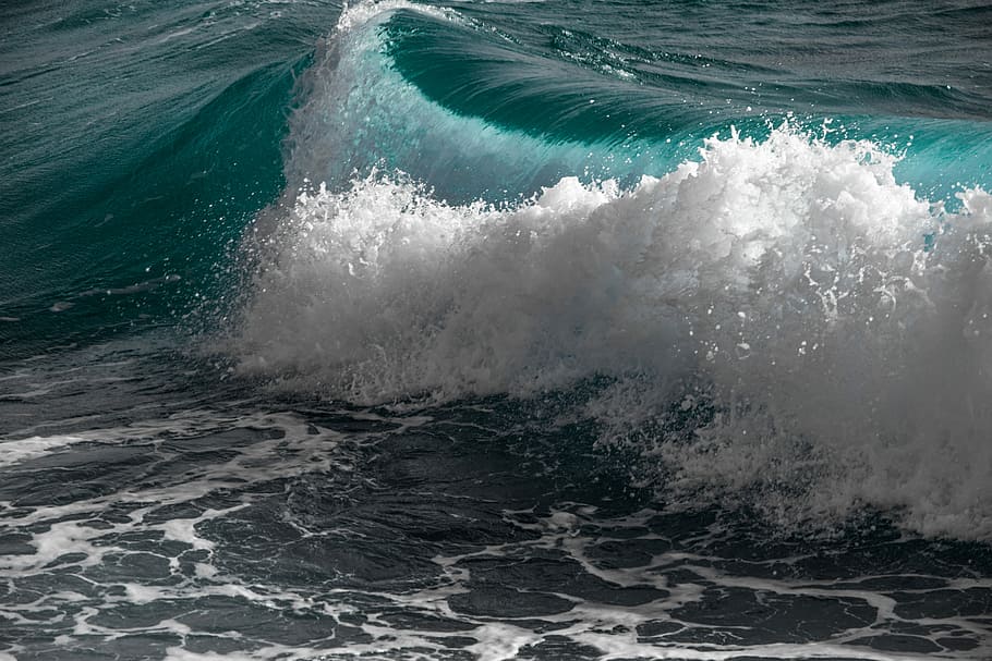 wave of body of water, surf, sea, ocean, foam, nature, splash HD wallpaper