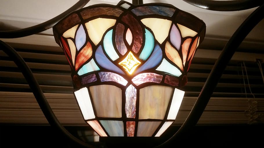 mosaic, lamp, pattern, light, illumination, style, glow, bright HD wallpaper