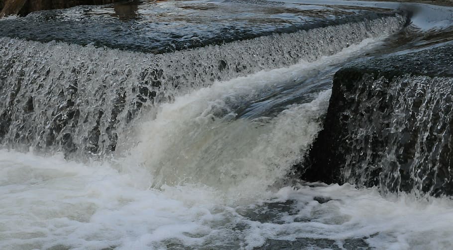 water, cascade, fall, river, whirlpool, ecluse, landscape, motion HD wallpaper