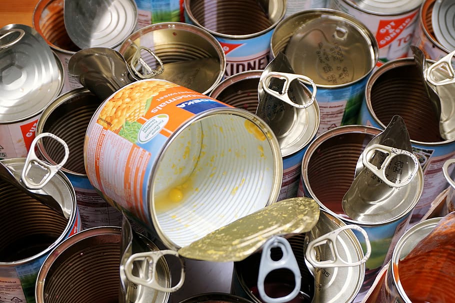 empty can lot, cans, empty cans, tin cans, eat, food, canning HD wallpaper