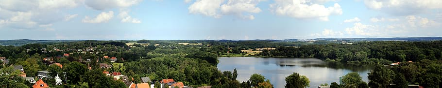 panorama, panoramic image, nature, waters, landscape, eutin HD wallpaper