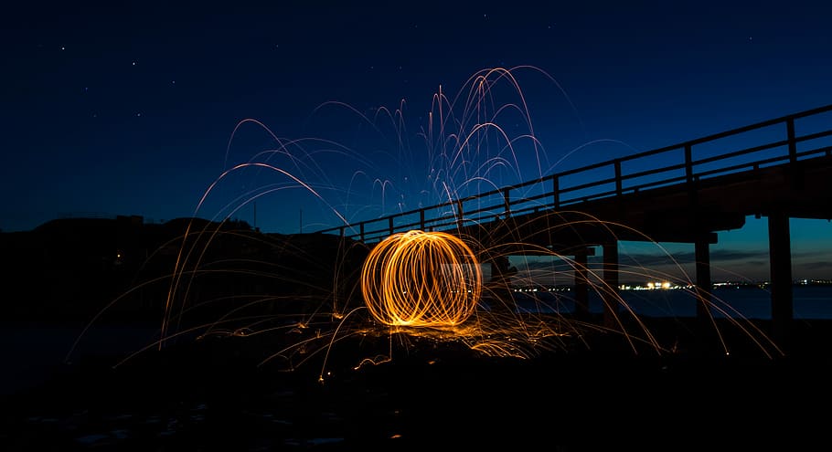 fireworks display near bridge, photography steelwol photography HD wallpaper