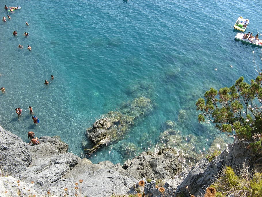 calabria, san nicola arcella, sea, summer, beach, sun, bathers, HD wallpaper