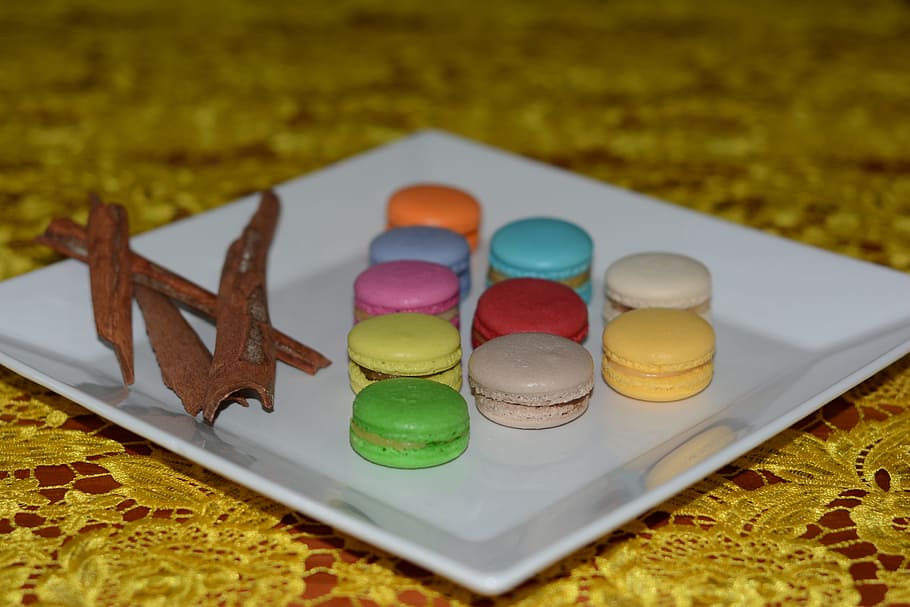 macaron, candy, french, still life, table, no people, multi colored HD wallpaper