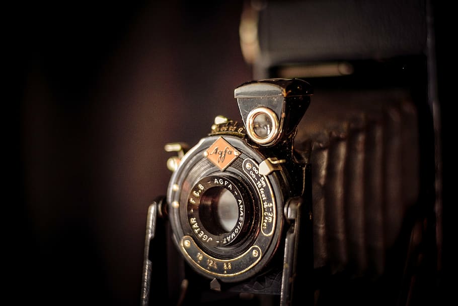 vintage black camera, agfa, agfa billy, old, photography, flea market