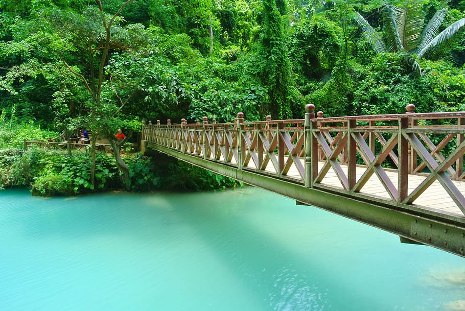 bridge above water at daytime, blue, rivers, crossing, walkway HD wallpaper
