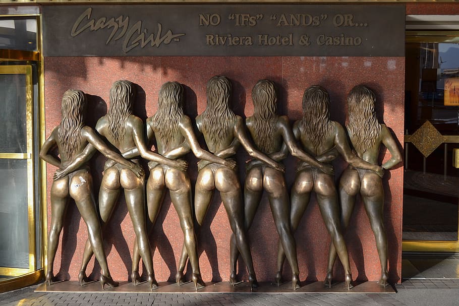 brown Crazy Girls high-relief sculpture, usa, nevada, las vegas, HD wallpaper