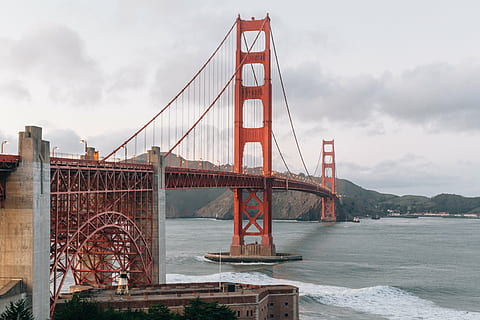 architecture, bay, beach, bridge, building, city, connection HD wallpaper