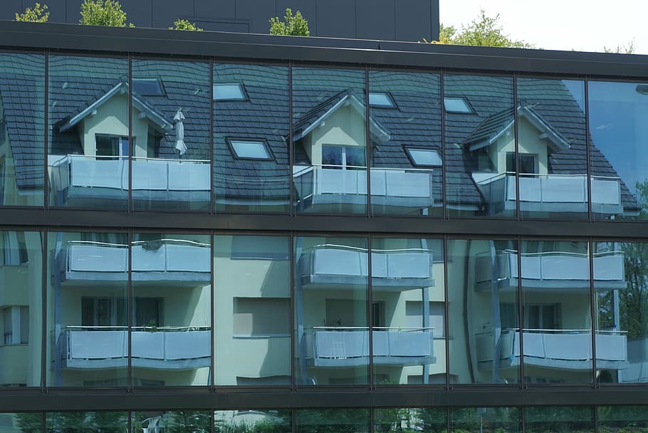 architecture, glass front, mirror, mirroring, residence, built structure HD wallpaper