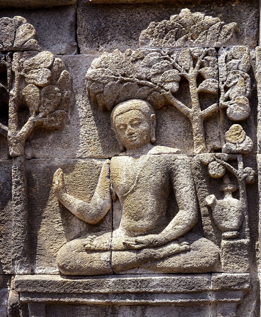 buddha, sculpture, borobudur, statue, religion, temple, ancient, HD wallpaper