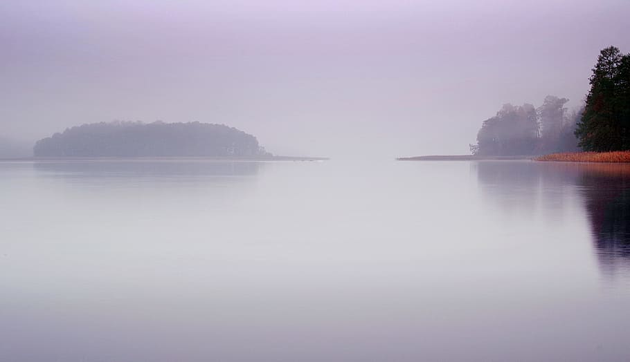 lake, the fog, water, morning, dawn, autumn, landscape, nature, HD wallpaper