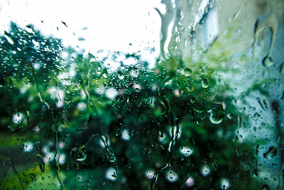water droplets in glass block, close, photo, rain, daytime, still, HD wallpaper