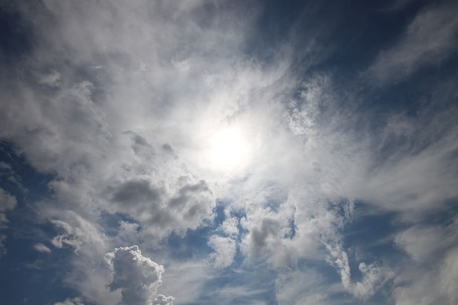 Sun, Clouds, Sky, Blue, nature, weather, cloud - Sky, cloudscape HD wallpaper