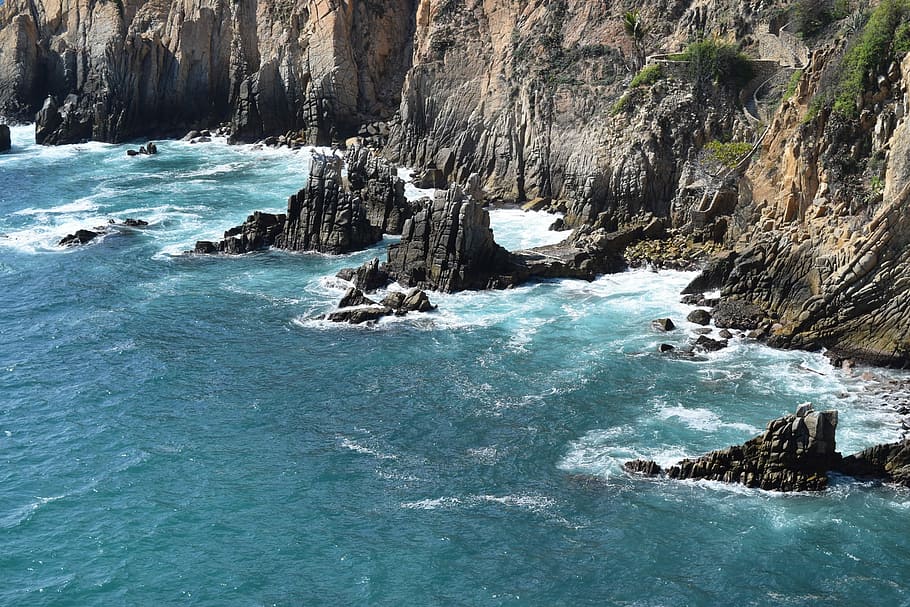 Pacific, Ocean, Acapulco, Rocks, Sea, water, mexico, nature HD wallpaper