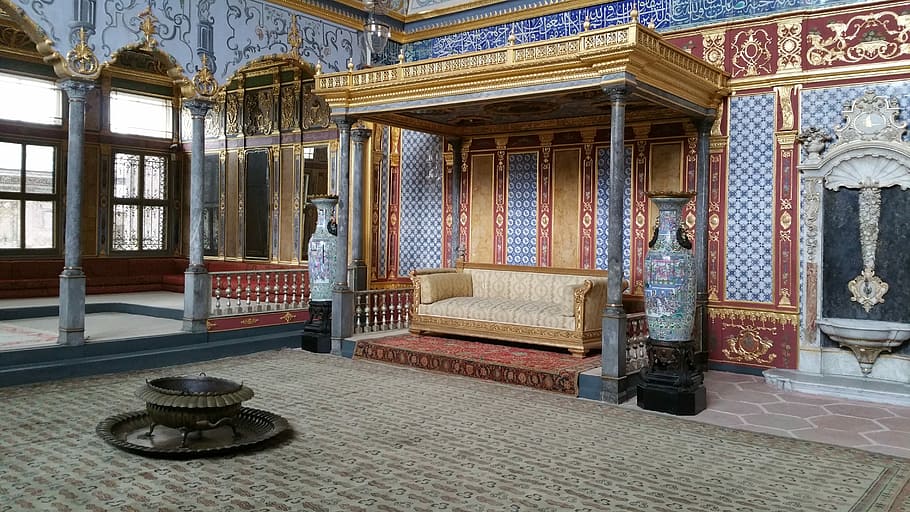 brown couch, Topkapi Palace, istanbul, turkey, ottoman, building