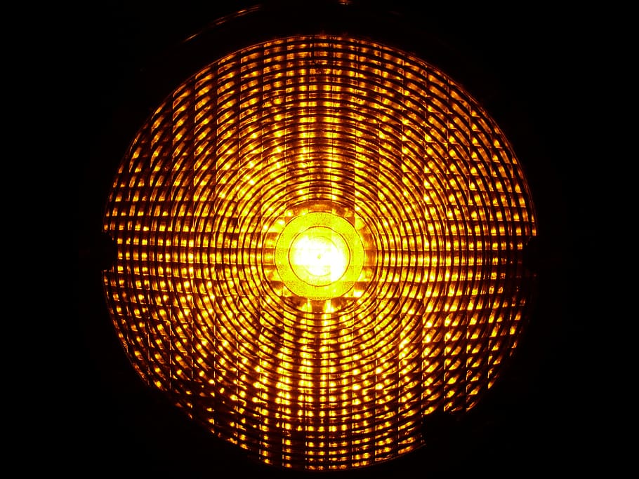 yellow light, warning light, warning lamp, warnblinkleuchte, light source, HD wallpaper