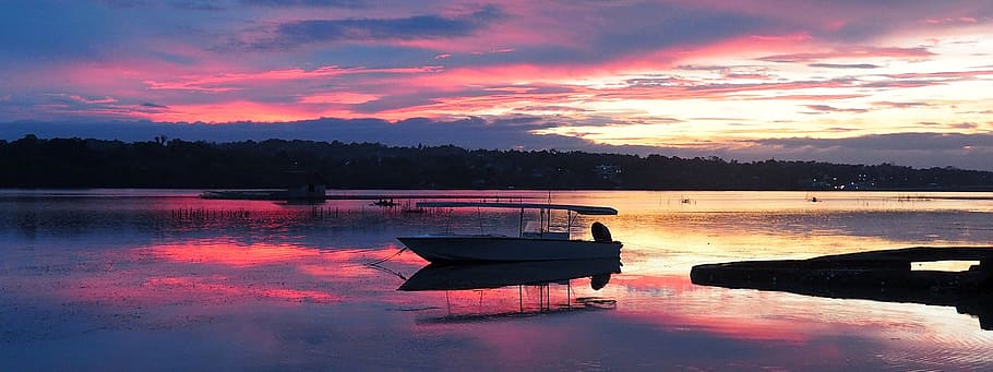 sunset, boat, philippines, bohol, island, scenery, sea, sky HD wallpaper