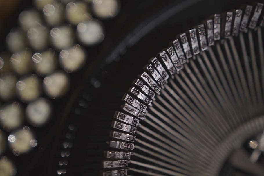 Black and Gray Typewriter in Close Up Shot, blur, old, pattern HD wallpaper